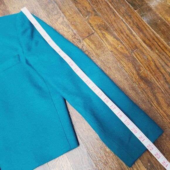 Vintage 80s 90s Teal Wool Cropped Fit Blazer - Picture 9 of 16